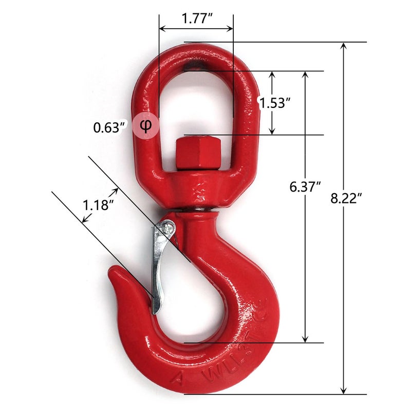 FlixGrdy 3 Tons Lifting Swivel Hook with Safety Latch 3/4'' and 6600 lbs Load Capacity, Heavy Duty Swivel Lifting Hook for Lifting - Image 2